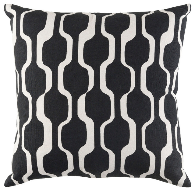 Surya Modern Cotton Black And White Accent Pillow 18 X18