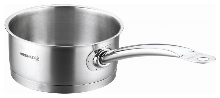 KorkmazStainless Steel Stockpot with Lid and Handles, Silver, 1.5 Quart