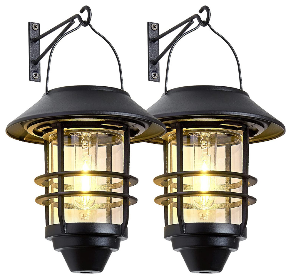 2 Pack Hanging Solar Lights Outdoor Hanging Lantern Beach Style