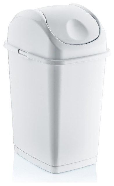 Slim 2.5-gallon Trash Can with Swing Lid, White Color, By Superio.