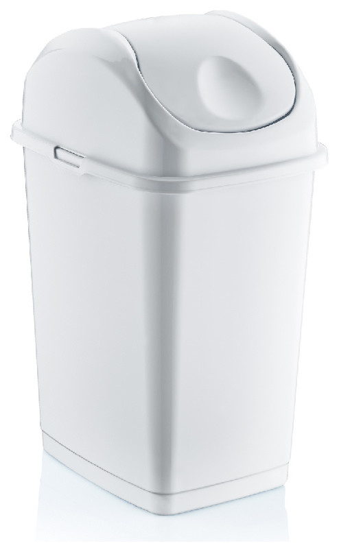 Slim 2.5-gallon Trash Can with Swing Lid, White Color, By Superio.