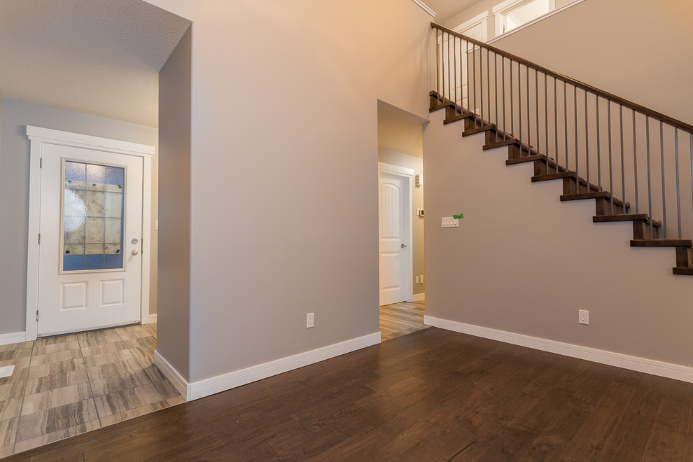 Inspiration for a transitional home design remodel in Edmonton