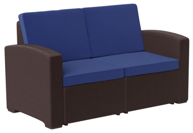 Seneca Faux Rattan Sofa with All-Weather Cushions