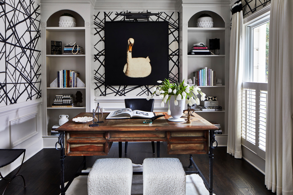 Design ideas for a transitional home office in Atlanta.