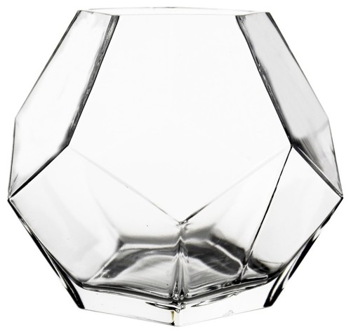 Geometric Faceted Gem Glass Vase, 7", 1 Piece