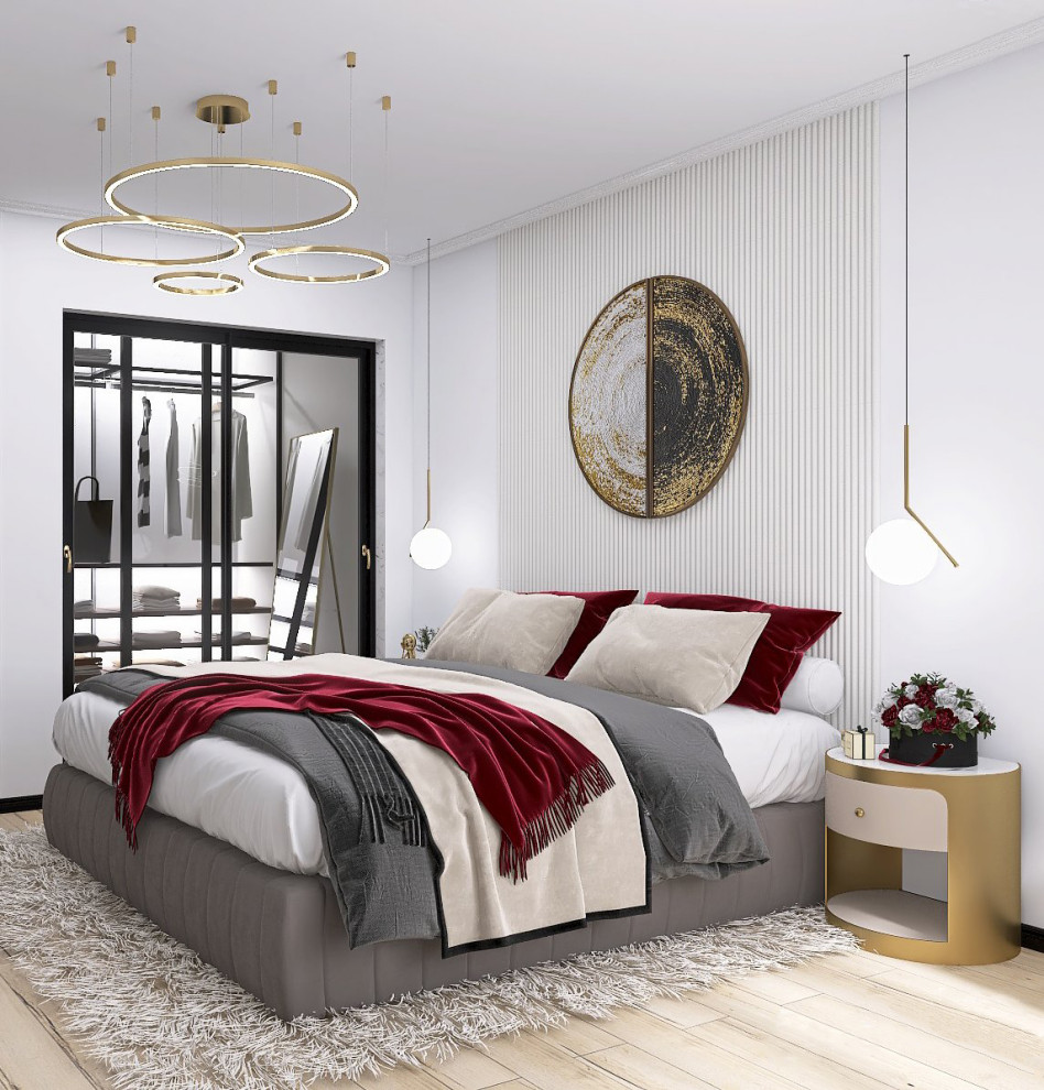 Квартира с золотыми и винными акцентами и элементами ар-деко