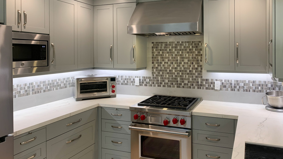 Urban Grey Kitchen Remodel with Roll-Around Island