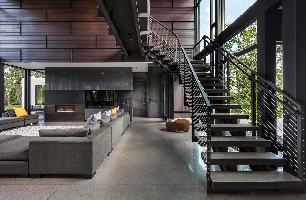 Contemporary living room in Minneapolis.