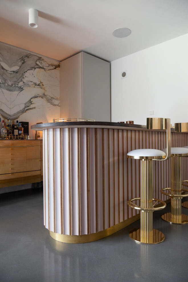 Design ideas for a modern home bar in Cardiff.