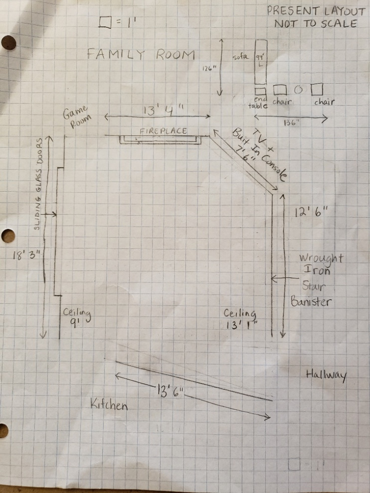 Odd Shaped Family RoomNeed Help with Furniture Layout!!