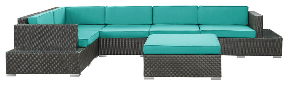 Harbor 6 Piece Sectional Set in Espresso Turquoise