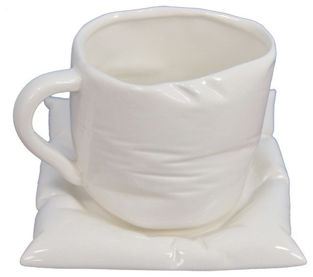 5"x5.5" Coffee Cup With Airbag Plate, Set of 2