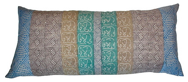 Large Block Print Silk/Cotton Pillow