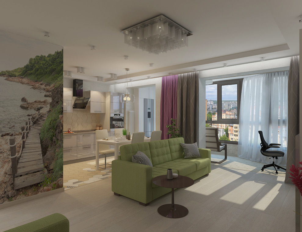 Интерьер гостиной студии 43 м.кв.