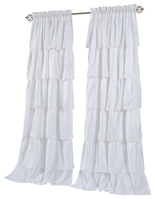 Carnival Ruffled Rod Pocket Window Curtain Panels Set Of 2 84