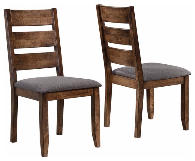 Wooden Ladder Back Dining Chair Gray Brown Set Of 2 Transitional Dining Chairs By Buydbest