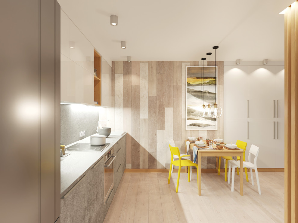 Дизайн объединенного пространства кухни-гостиной для молодой пары, 2 вариант