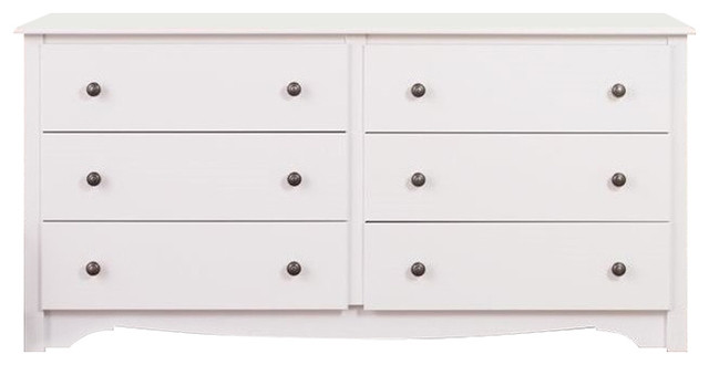 Pemberly Row White 6 Drawer Double Dresser