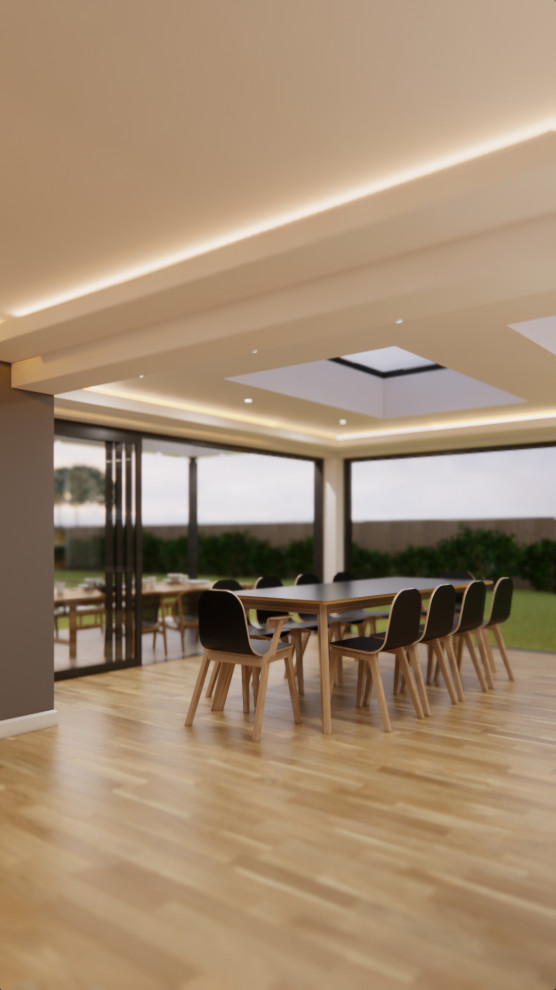 This is an example of a contemporary dining room in Sussex.