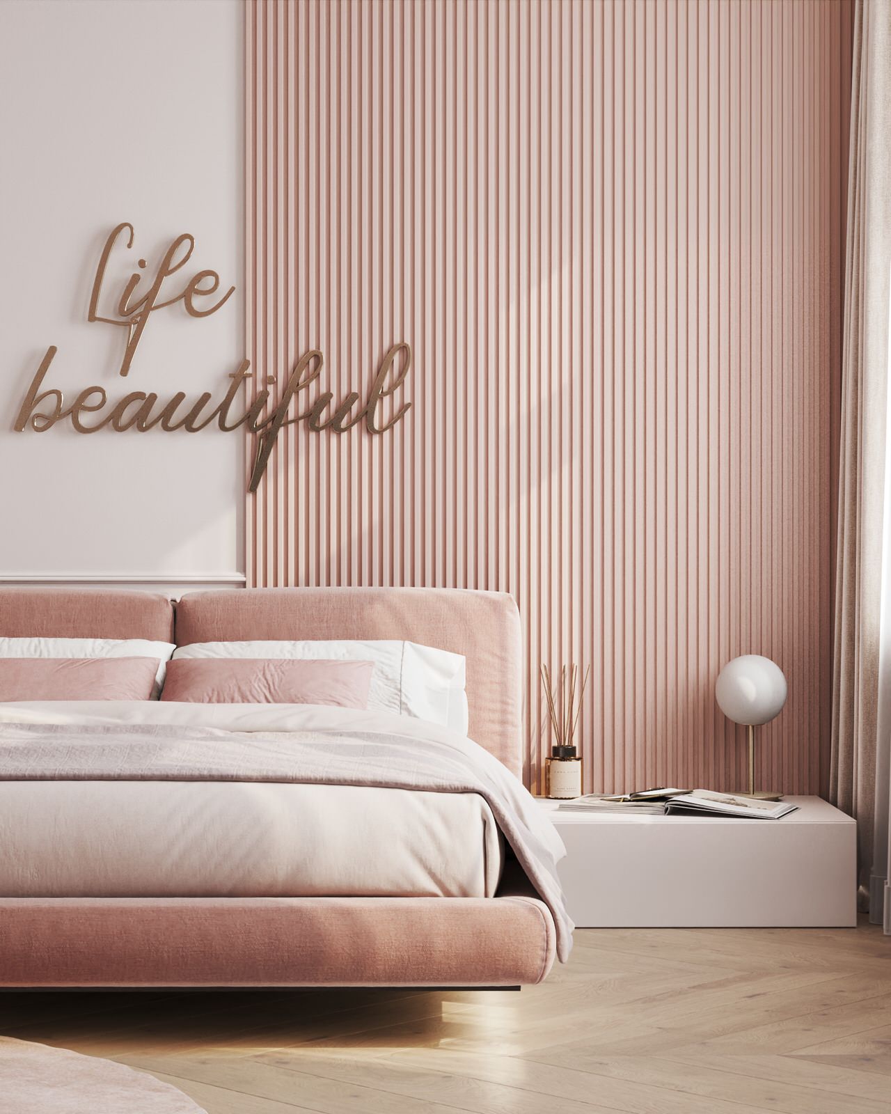 Спальня в розовых тонах