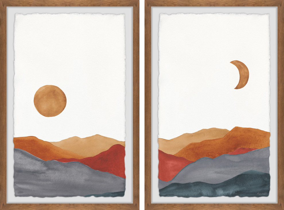 Glowing Mountains Diptych, 2-Piece Set, 8x12 Panels
