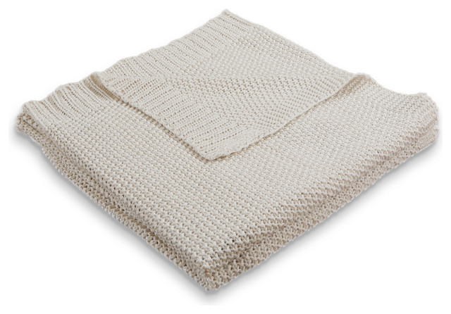 Sweater Weather Natural Sparkle Knitted Throw Blanket, 50"60"