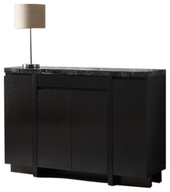 Faux Black Marble Top Buffet Table - Transitional ...