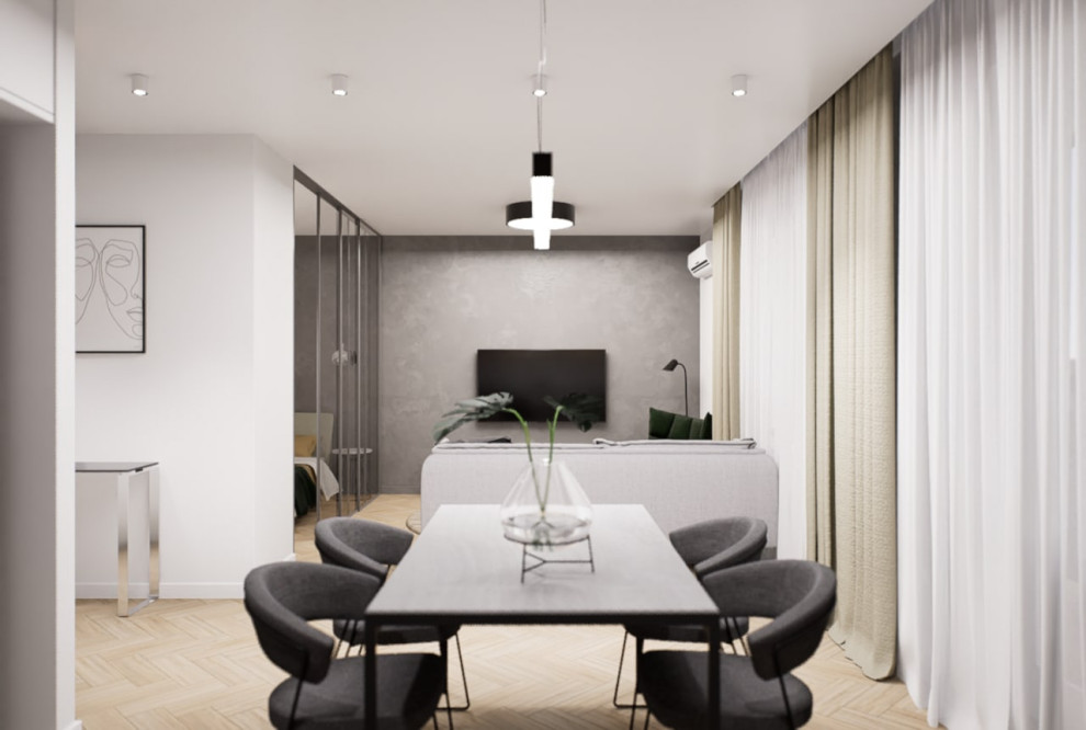 Проект интерьера квартиры со спальней-нишей