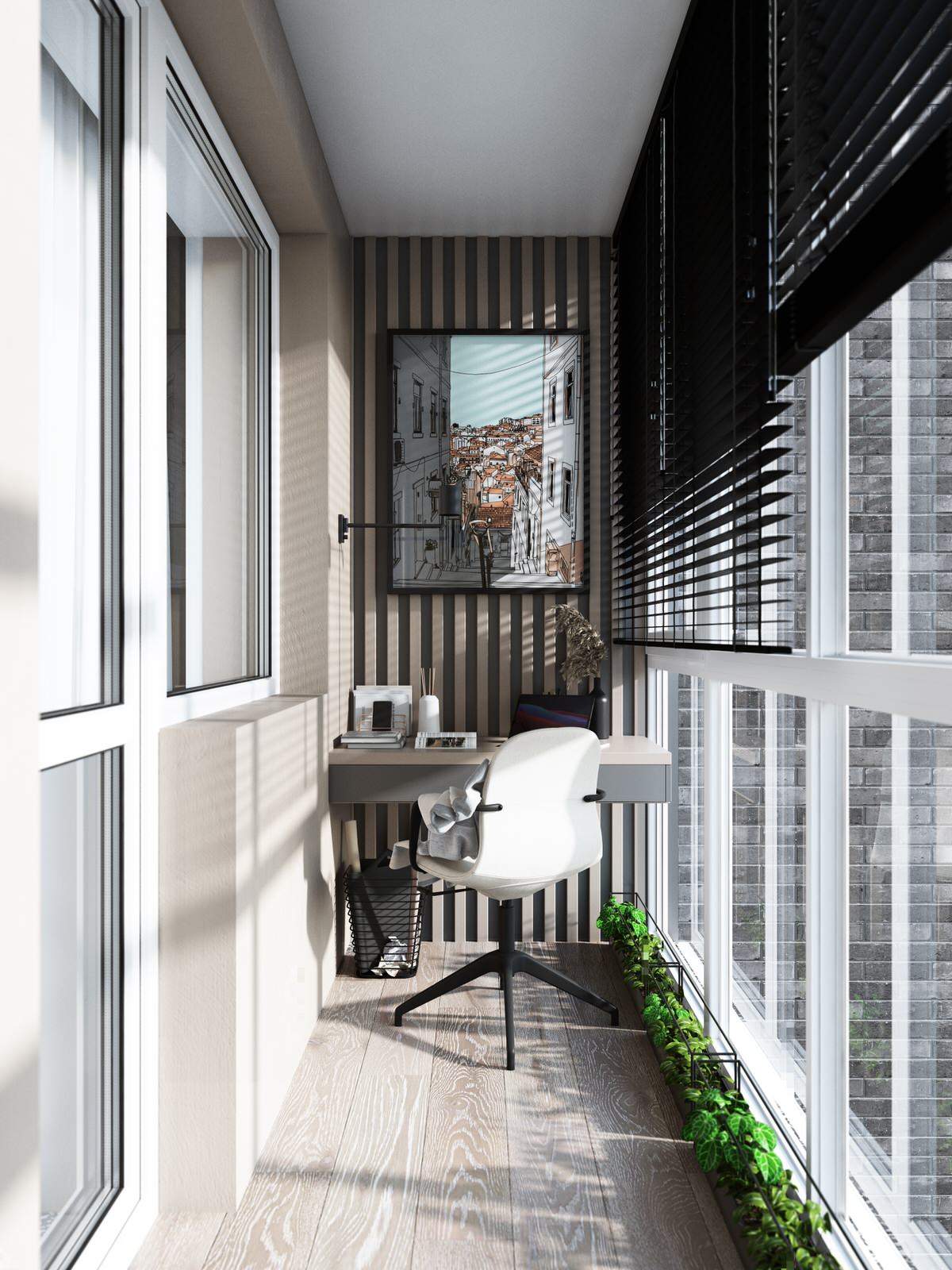 Балконы в элегантной квартире на улице Мельникайте (г.Тюмень)