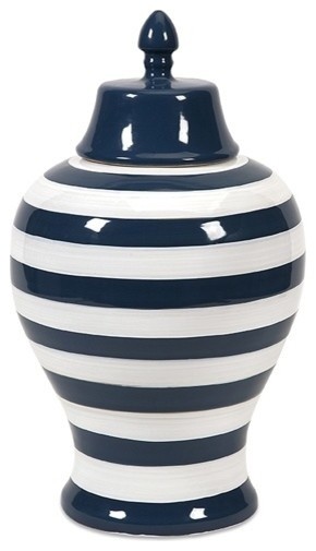 Hudson Large Striped Lidded Urn