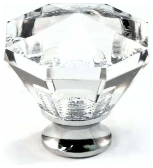Cal Crystal Octagon Crystal Knob Solid Brass Base Cabinet And