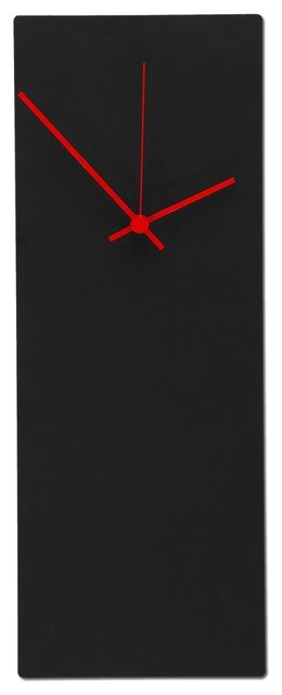 Blackout Red Clock Modern Metal Wall Minimalist Black Blackout Red Clock Modern Metal Wall Minimalist Black