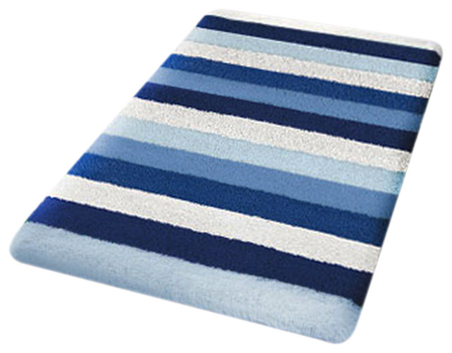 Navy Blue Non Slip Bath Rugs, Bilbao Contemporary Bath Mats by