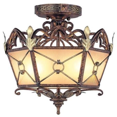 Bristol Manor Ceiling Mount, Palatial Bronze With Gilded Accents
