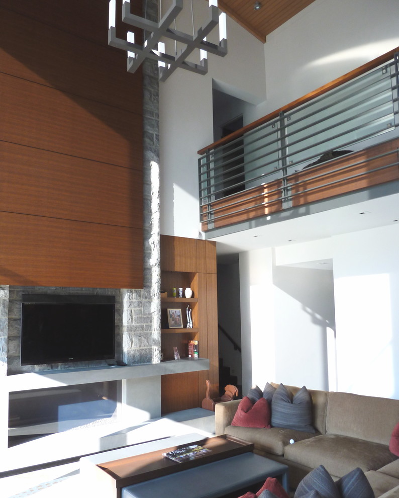 Photo of a contemporary family room in Vancouver.