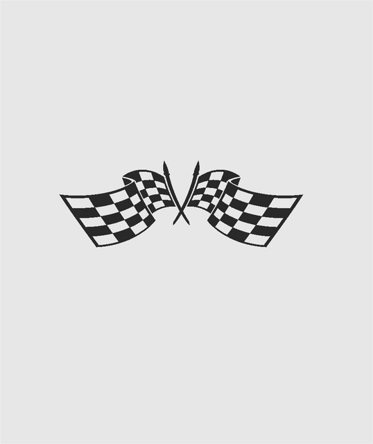 Racing Car Black White Winners Flag Decal 8x16 Contemporary