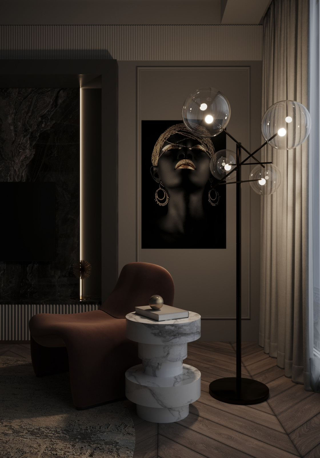 Атмосферная кухня_гостинная