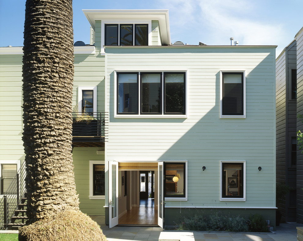Photo of a traditional exterior in San Francisco with wood siding.
