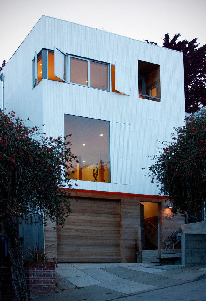 Photo of a modern exterior in San Francisco with wood siding.