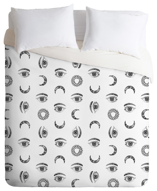 Emanuela Carratoni Moon And Sun Duvet Cover Set Contemporary Covers Sets By Deny Designs - Black And White Moon Duvet Cover Set