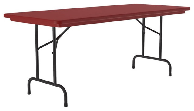 Pemberly Row 30"W x 72"D Plastic Resin & Steel Metal Folding Table in Red