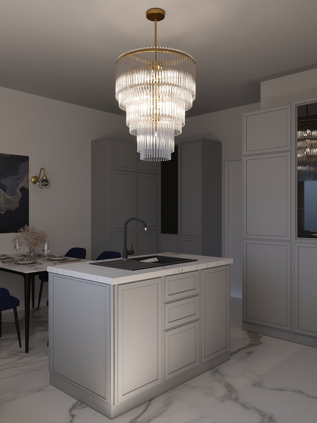 Кухня и гостиная в трешке