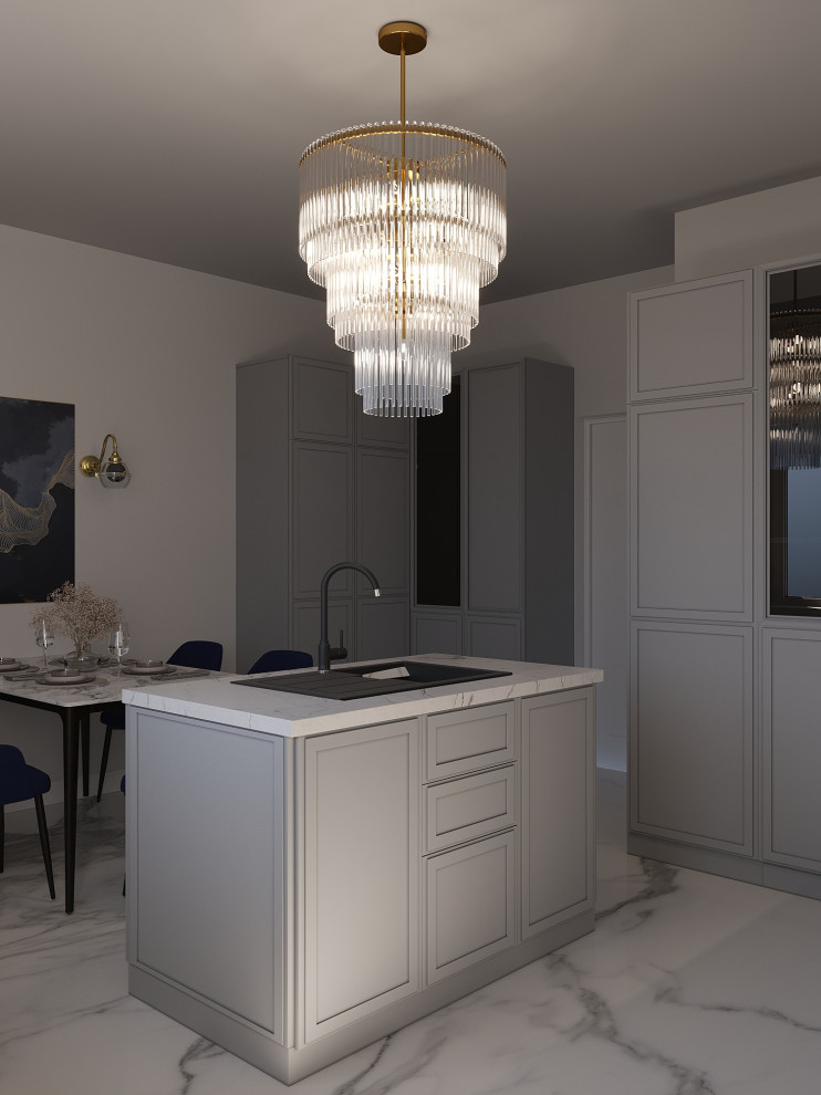 Кухня и гостиная в трешке