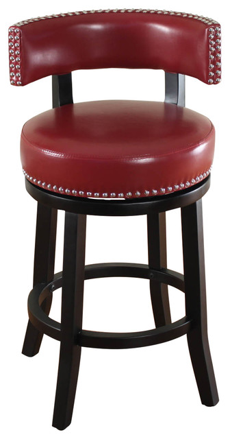 Mossoro Dark Brown Swivel Leather, Red Leather Bar Stools With Backs