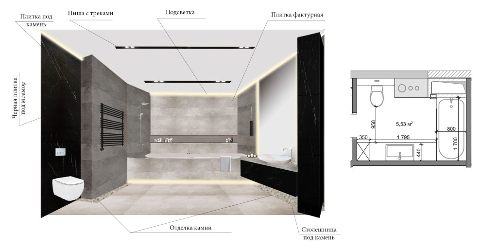 Коллажи проекта 3-х комнатной квартиры