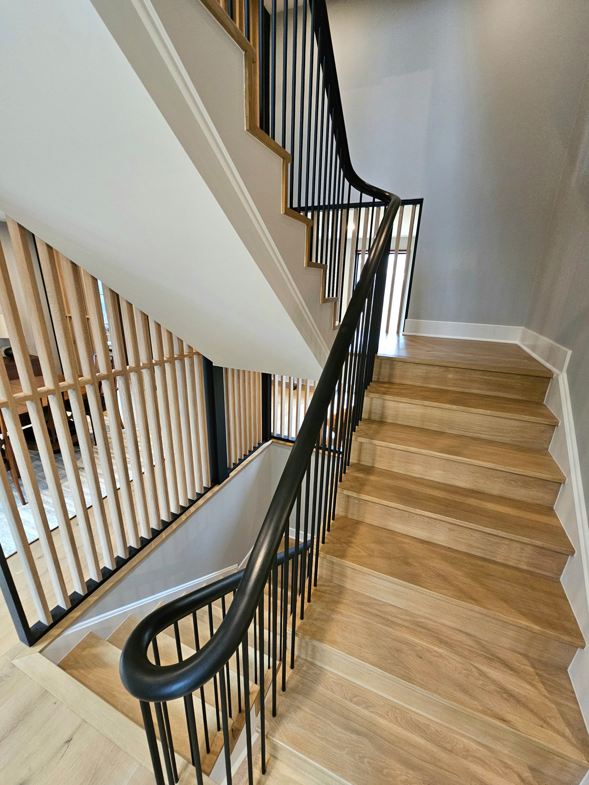 115_Stunning Continuous Rail System on 3 Story Floating Stairs; Arlington, VA 22