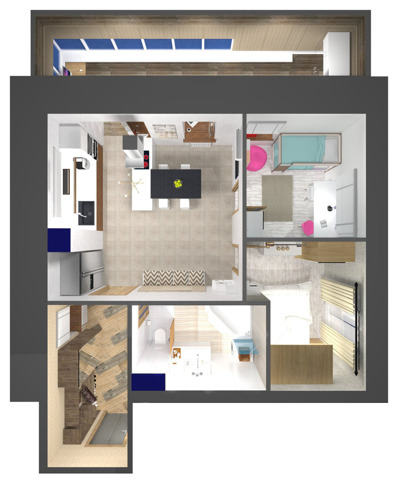 Технический проект двухкомнатной квартиры 60 кв. м. Застройщик Крост