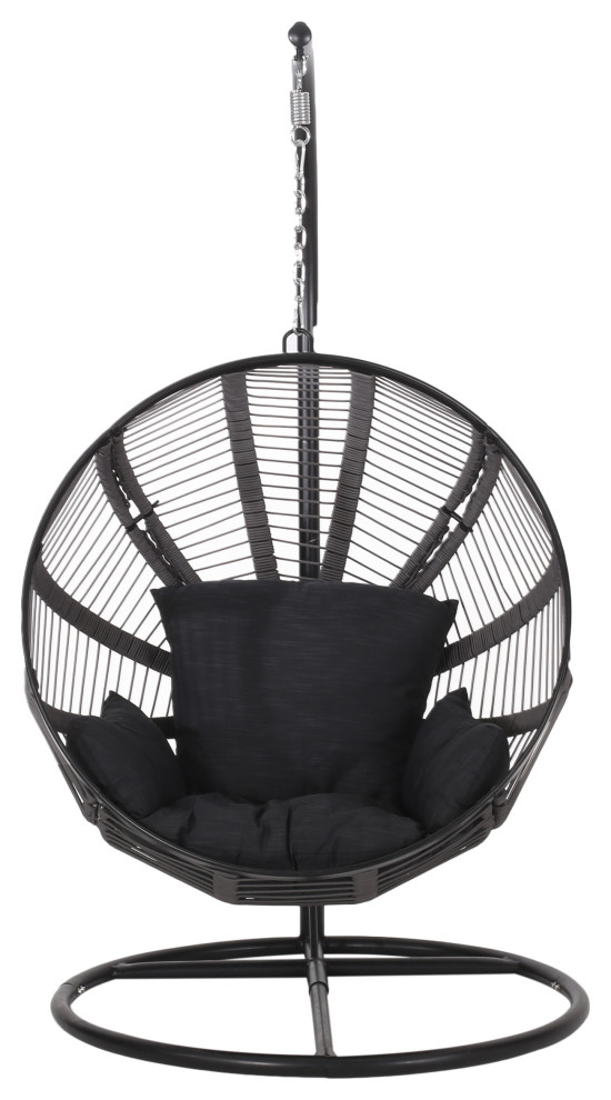 Ansonia Outdoor Rope Weave Hanging Chair With Stand Transitional