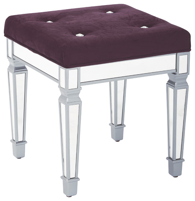 Reflections 18 Mirror Framed Stool With Padded Velvet Top Reflections 18 Mirror Framed Stool With Padded Velvet Top Traditional Vanity Stools And Benches By Office Star Products