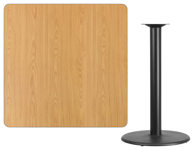 42'' Square Natural Laminate Table Top With 24'' Round Bar Height Table Base